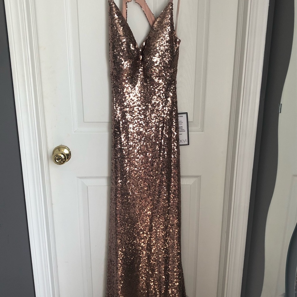 Macy’s rose gold sequin dress